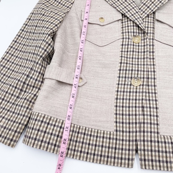 Doncaster Collection Women's Virgin Wool Tan Plaid Equestrian Style Jacket Sz 12 - Picture 12 of 13